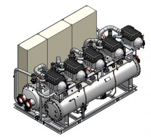 Smardt OPK - wassergekühlte Flüssigkeitskühler, Kaltwassersätze und Kältemaschinen für Innenaufstellung R513A - R1234ze - R134a - Turbo Kältemaschine