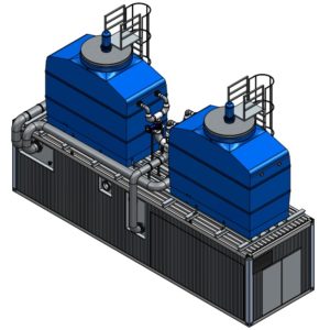 Smardt OPK - Container zur Kaltwassererzeugung mit zwei Kühltürmen in 3D